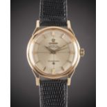 A RARE GENTLEMAN'S 18K SOLID ROSE GOLD OMEGA CONSTELLATION CHRONOMETER WRIST WATCH CIRCA 1962,