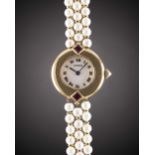 A LADIES 18K SOLID GOLD & PEARL CARTIER COLISEE BRACELET WATCH CIRCA 1990s, REF. 1989 1 WITH
