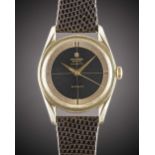 A RARE GENTLEMAN'S GOLD CAPPED UNIVERSAL GENEVE POLAROUTER WRIST WATCH CIRCA 1954, REF. 20214-1 WITH