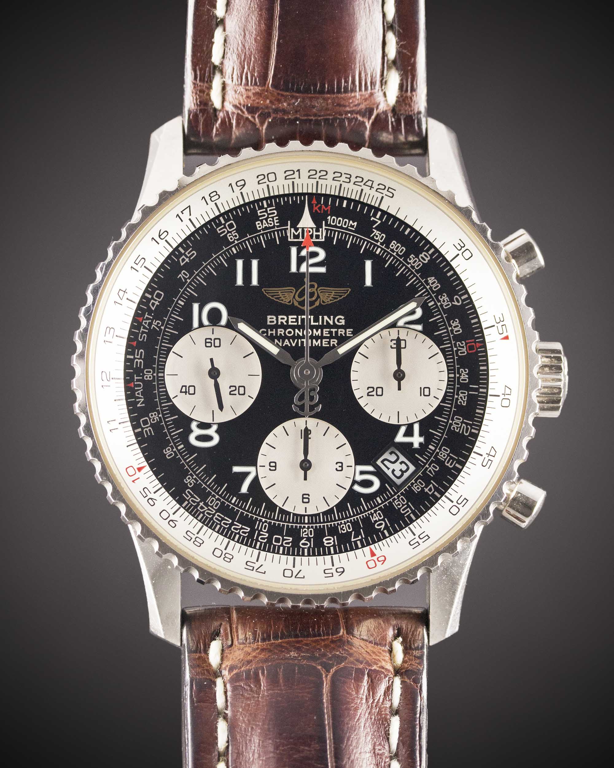 A GENTLEMAN'S 18K SOLID WHITE GOLD BREITLING CHRONOMETRE NAVITIMER CHRONOGRAPH WRIST WATCH DATED - Image 3 of 3