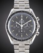 A GENTLEMAN'S STAINLESS STEEL OMEGA SPEEDMASTER PROFESSIONAL CHRONOGRAPH BRACELET WATCH DATED