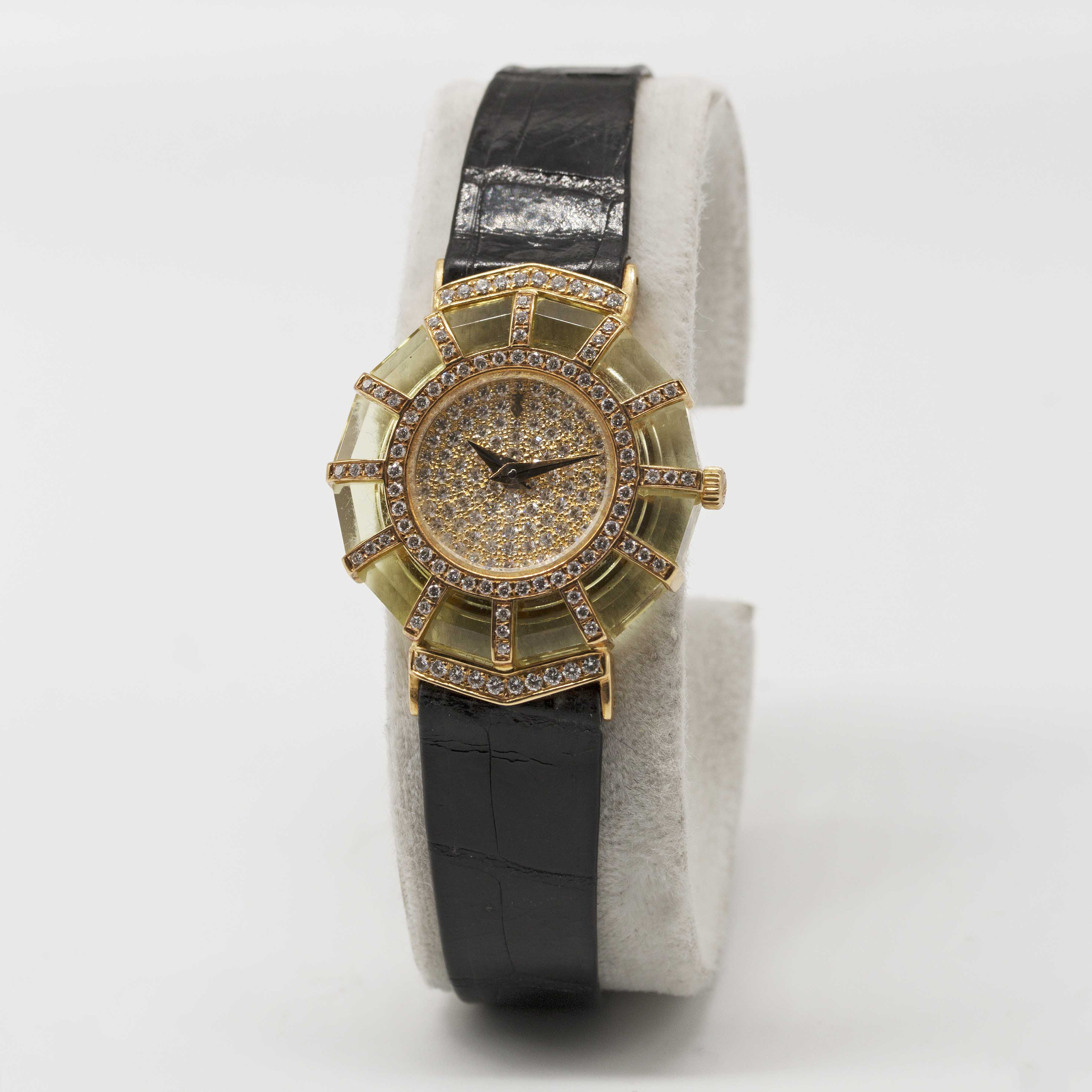 A LADIES 18K SOLID GOLD, DIAMOND & YELLOW CRYSTAL CORUM PRINCESS LIMELIGHT WRIST WATCH CIRCA - Image 4 of 9