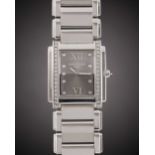 A LADIES STAINLESS STEEL & DIAMOND PATEK PHILIPPE TWENTY-4 BRACELET WATCH DATED 2006, REF. 4910/