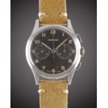 A GENTLEMAN'S STAINLESS STEEL EXCELSIOR PARK CHRONOGRAPH WRIST WATCH CIRCA 1950s, WITH GLOSS