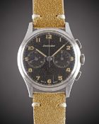 A GENTLEMAN'S STAINLESS STEEL EXCELSIOR PARK CHRONOGRAPH WRIST WATCH CIRCA 1950s, WITH GLOSS