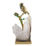 A FINE & RARE GEM SET OBJET D'ART MODEL OF A BIRD OF PARADISE CIRCA 1980s, WITH ITS ORIGINAL FITTED