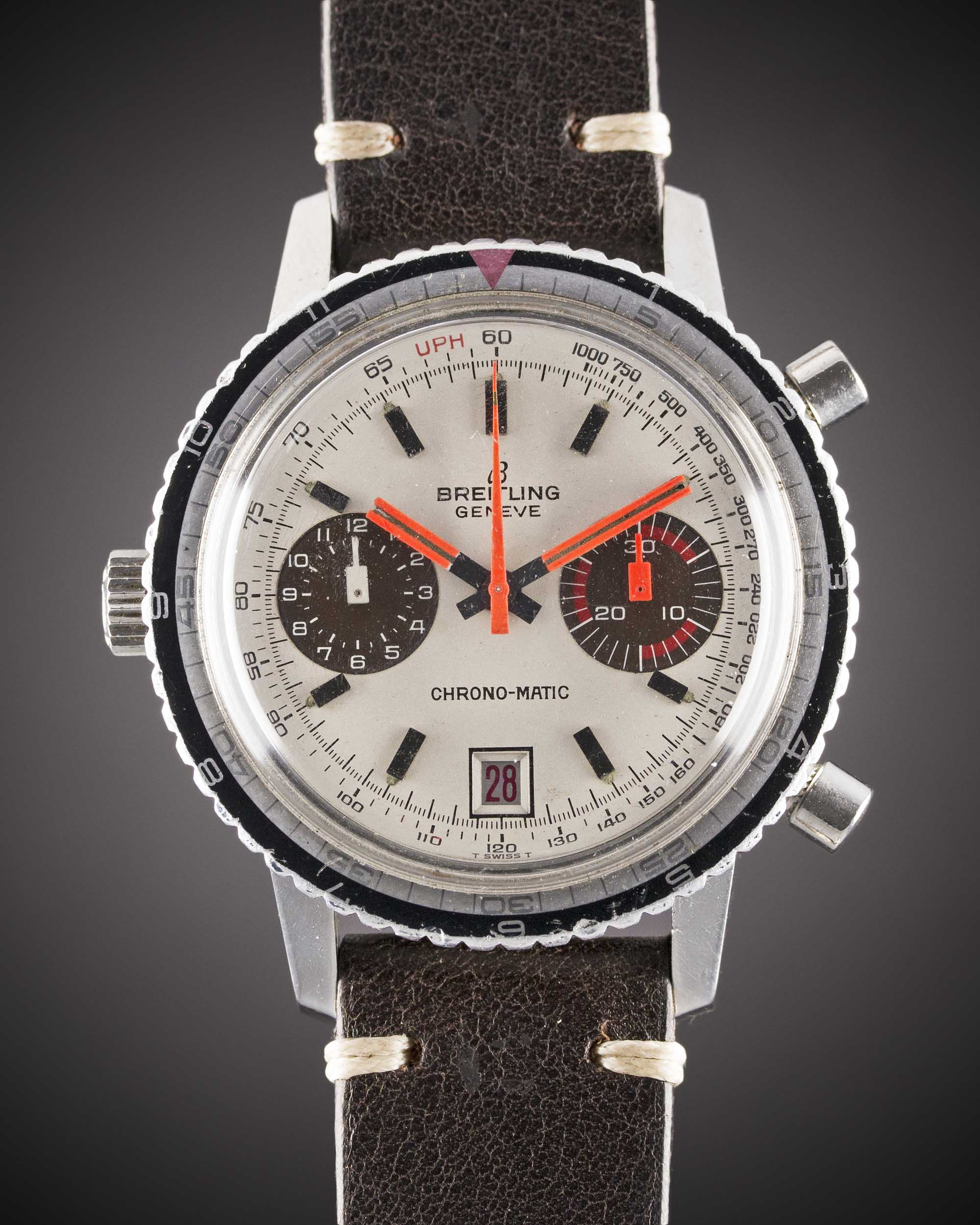 A GENTLEMAN'S STAINLESS STEEL BREITLING CHRONOMATIC CHRONOGRAPH WRIST WATCH CIRCA 1969, REF. 2110 "