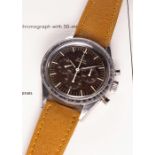 A RARE GENTLEMAN'S STAINLESS STEEL OMEGA SPEEDMASTER CHRONOGRAPH WRIST WATCH DATED 1960, REF. 2998-2