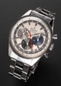 A RARE GENTLEMAN'S STAINLESS STEEL ZENITH EL PRIMERO AUTOMATIC CHRONOGRAPH BRACELET WATCH CIRCA