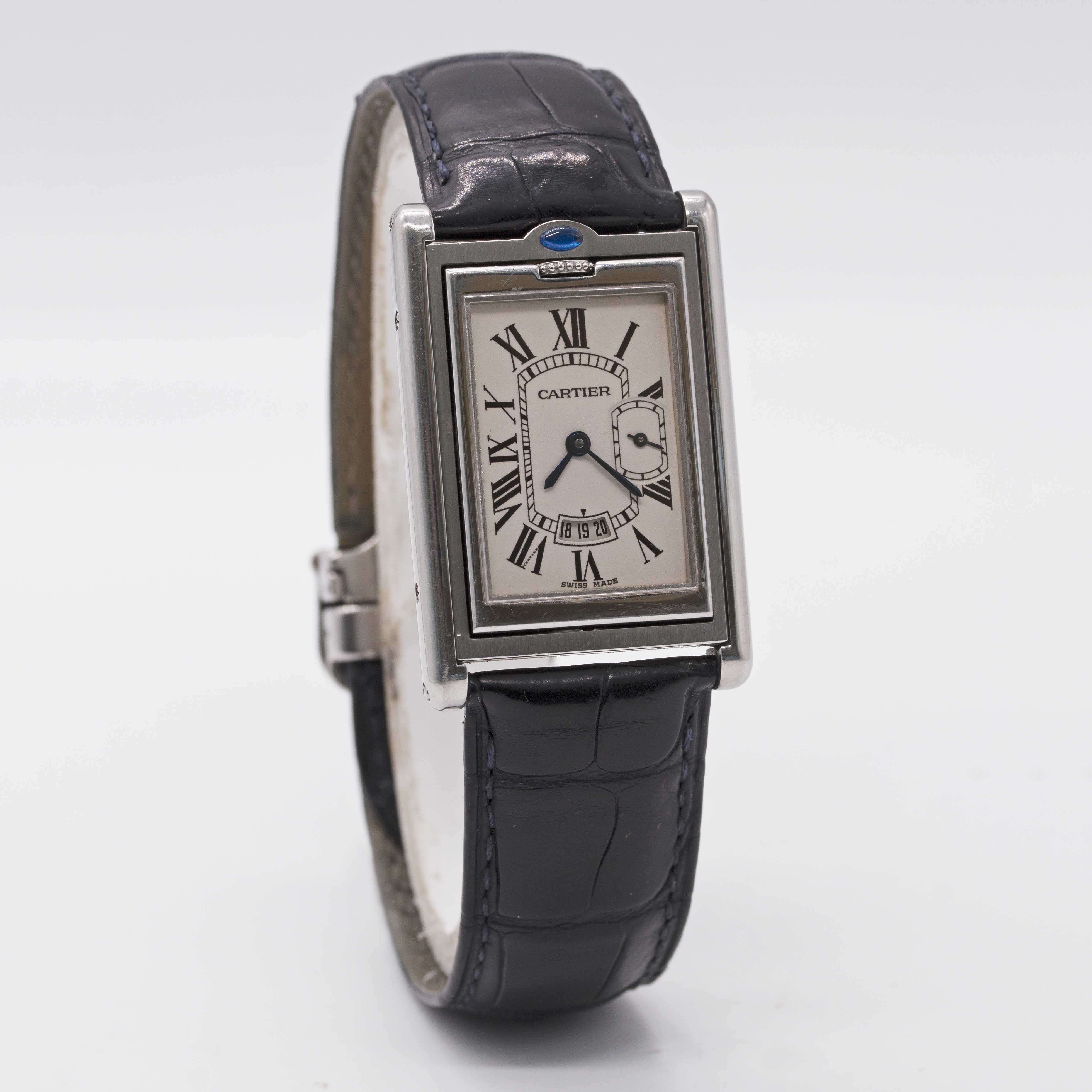 A GENTLEMAN'S STAINLESS STEEL CARTIER TANK BASCULANTE "JUMBO" WRIST WATCH CIRCA 2000s, REF. 2522 - Image 5 of 11