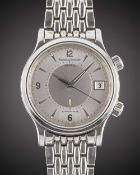 A GENTLEMAN'S STAINLESS STEEL JAEGER LECOULTRE MEMOVOX REVEIL MASTER CONTROL 1000 HOURS BRACELET