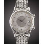 A GENTLEMAN'S STAINLESS STEEL JAEGER LECOULTRE MEMOVOX REVEIL MASTER CONTROL 1000 HOURS BRACELET