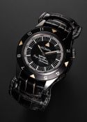 A RARE GENTLEMAN'S BLACK COATED STAINLESS STEEL BAMFORD JAEGER LECOULTRE DEEP SEA ALARM AUTOMATIC