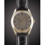 A GENTLEMAN'S 18K SOLID GOLD IWC AUTOMATIC WRIST WATCH CIRCA 1969, REF. 810A WITH BRUSHED GREY