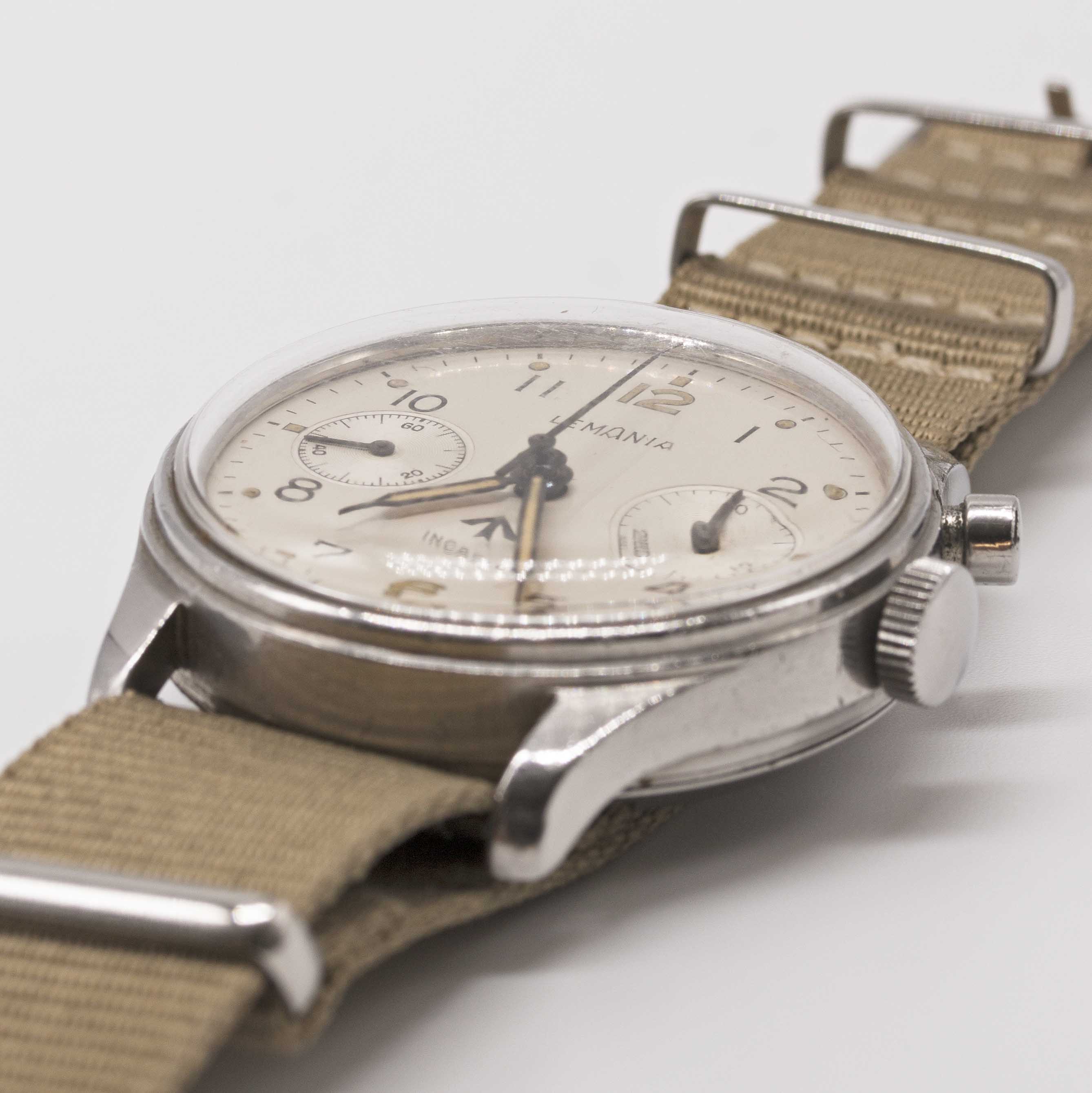 A RARE GENTLEMAN'S STAINLESS STEEL SOUTH AFRICAN AIR FORCE MILITARY LEMANIA SINGLE BUTTON PILOTS - Image 5 of 11