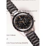 A RARE GENTLEMAN'S STAINLESS STEEL OMEGA SPEEDMASTER CHRONOGRAPH BRACELET WATCH DATED 1963, REF.