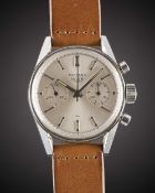 A GENTLEMAN'S STAINLESS STEEL HEUER CARRERA 45 CHRONOGRAPH WRIST WATCH CIRCA 1960s, REF. 3647S