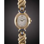 A LADIES 18K SOLID GOLD, DIAMOND & SAPPHIRE TABBAH COPACABANA BRACELET WATCH CIRCA 1990s, WITH