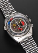 A RARE GENTLEMAN'S STAINLESS STEEL OMEGA SEAMASTER "SOCCER TIMER' CHRONOGRAPH BRACELET WATCH CIRCA