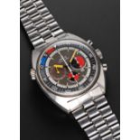 A RARE GENTLEMAN'S STAINLESS STEEL OMEGA SEAMASTER "SOCCER TIMER' CHRONOGRAPH BRACELET WATCH CIRCA