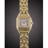 A LADIES 18K SOLID GOLD CARTIER PANTHERE "ART DECO" BRACELET WATCH CIRCA 1990s, REF. 1070 2 WITH