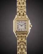 A LADIES 18K SOLID GOLD CARTIER PANTHERE "ART DECO" BRACELET WATCH CIRCA 1990s, REF. 1070 2 WITH
