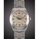 A GENTLEMAN'S STAINLESS STEEL ROLEX OYSTER PERPETUAL AIR KING SUPER PRECISION BRACELET WATCH CIRCA