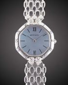 AN 18K SOLID WHITE GOLD & DIAMOND GERALD GENTA BRACELET WATCH CIRCA 1990, REF. G 3183.7 WITH