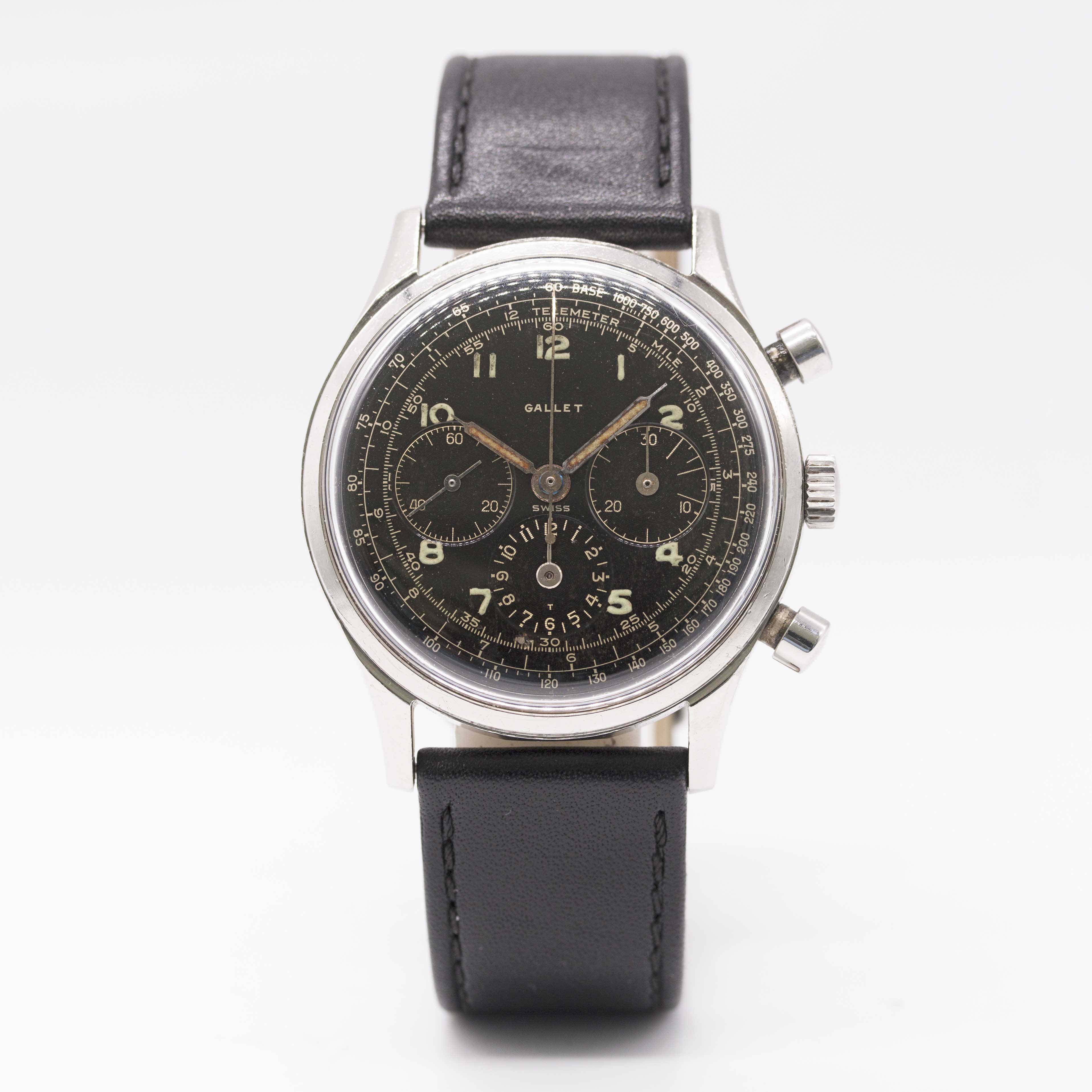 A GENTLEMAN'S LARGE SIZE STAINLESS STEEL GALLET MULTICHRON 12 "JIM CLARK" CHRONOGRAPH WRIST WATCH - Image 3 of 10