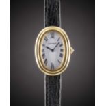 A LADIES 18K SOLID GOLD CARTIER PARIS BAIGNOIRE WRIST WATCH CIRCA 1980 Movement: 17J, manual wind,