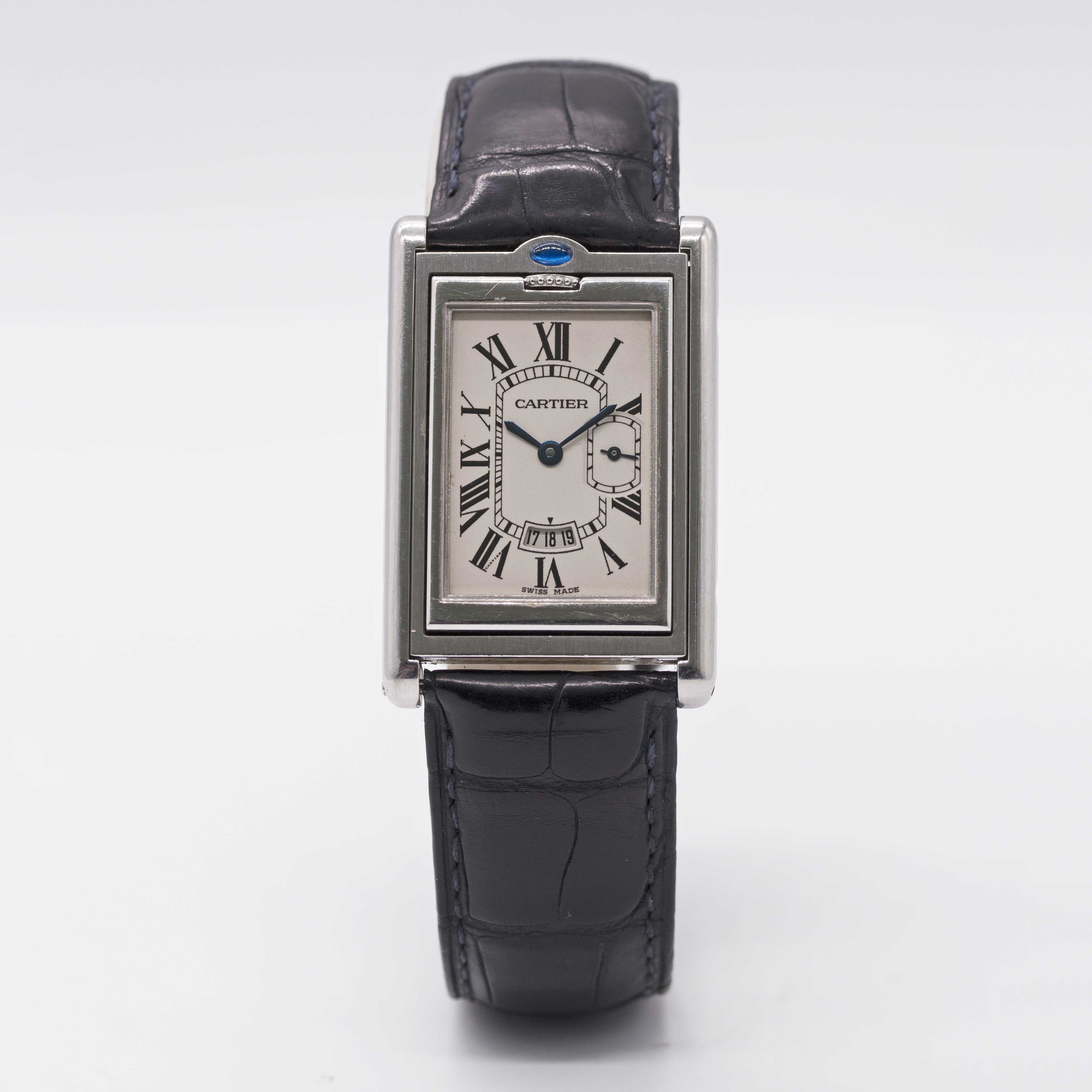 A GENTLEMAN'S STAINLESS STEEL CARTIER TANK BASCULANTE "JUMBO" WRIST WATCH CIRCA 2000s, REF. 2522 - Image 2 of 11