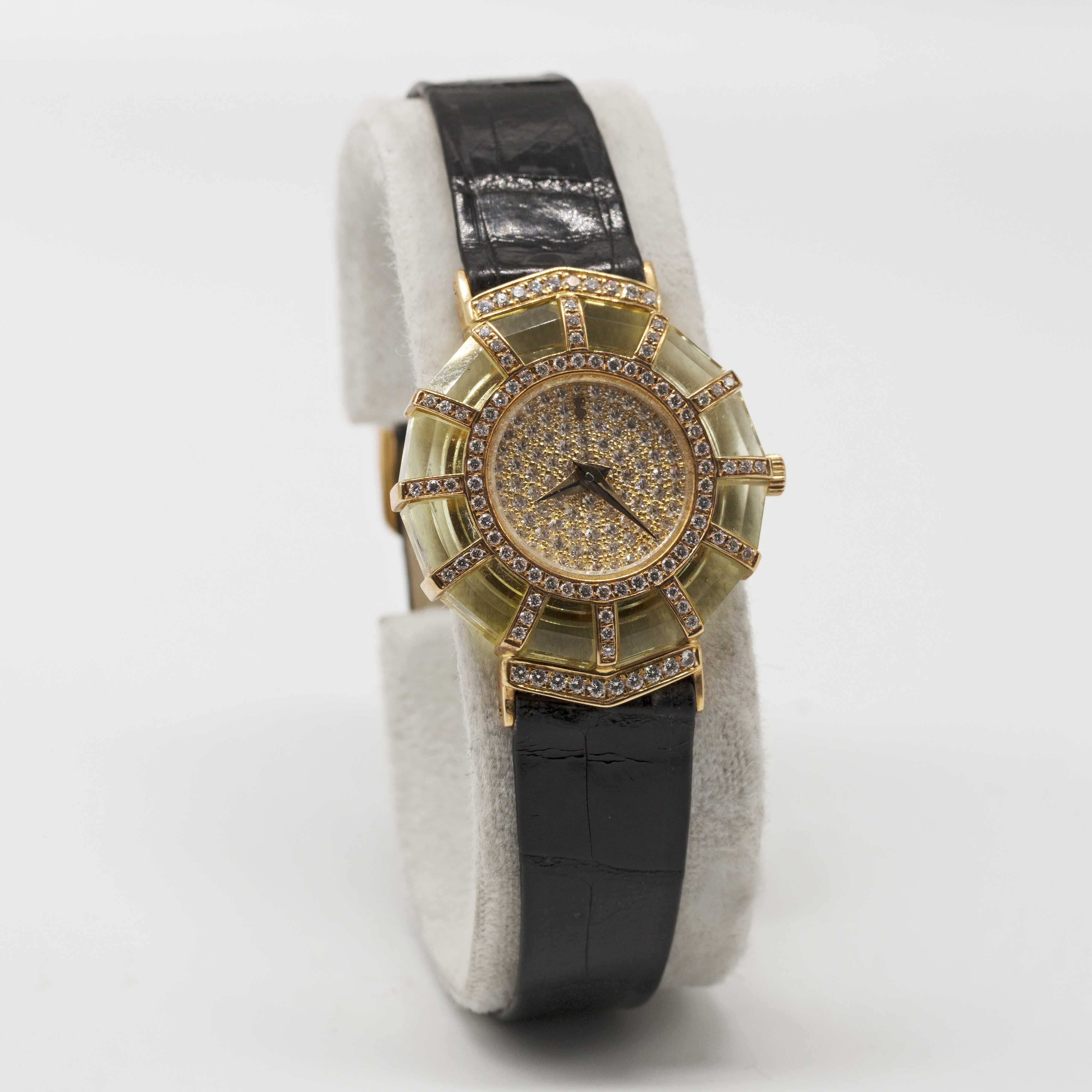 A LADIES 18K SOLID GOLD, DIAMOND & YELLOW CRYSTAL CORUM PRINCESS LIMELIGHT WRIST WATCH CIRCA - Image 5 of 9