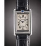 A GENTLEMAN'S STAINLESS STEEL CARTIER TANK BASCULANTE "JUMBO" WRIST WATCH CIRCA 2000s, REF. 2522