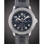 A GENTLEMAN'S STAINLESS STEEL BLANCPAIN LEMAN DAY & NIGHT DUAL TIME ZONE WRIST WATCH CIRCA 2001,