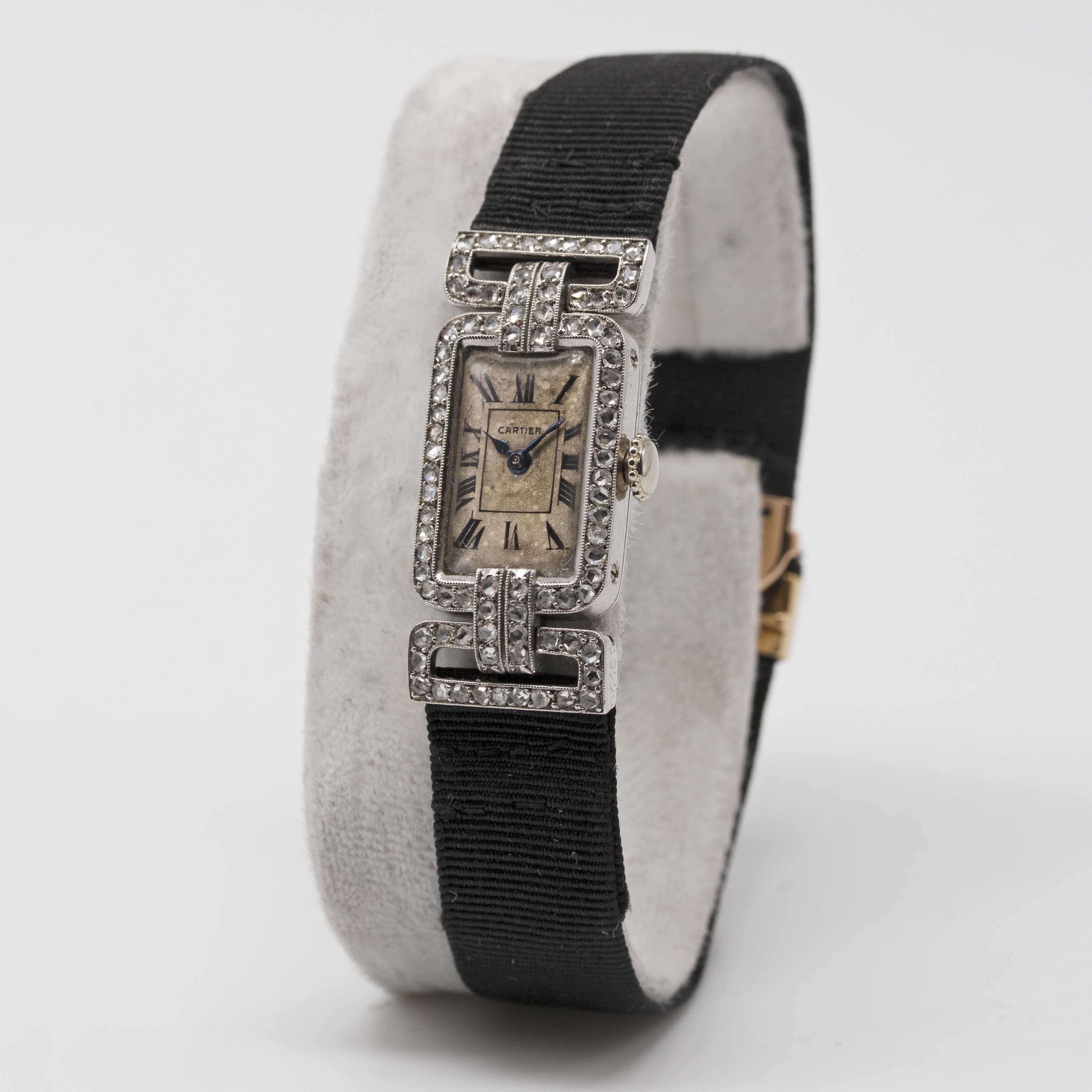 A RARE LADIES PLATINUM & DIAMOND CARTIER COCKTAIL WATCH CIRCA 1920s Movement: 19J, manual wind, - Image 3 of 11