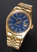 A RARE GENTLEMAN'S 18K SOLID GOLD ROLEX OYSTER PERPETUAL DATEJUST BRACELET WATCH CIRCA 1972, REF.