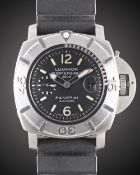 A GENTLEMAN'S TITANIUM PANERAI LUMINOR SUBMERSIBLE 2500 AUTOMATIC WRIST WATCH DATED 2004, REF.