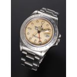 A RARE GENTLEMAN'S STAINLESS STEEL ROLEX OYSTER PERPETUAL DATE EXPLORER II BRACELET WATCH CIRCA