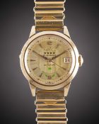 A RARE GENTLEMAN'S 18K SOLID ROSE GOLD MOVADO AUTOMATIC BRACELET WATCH CIRCA 1950s, REF. R6259