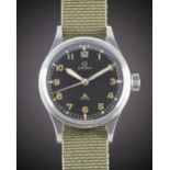 A RARE GENTLEMAN'S STAINLESS STEEL ROYAL RHODESIAN AIR FORCE MILITARY OMEGA PILOTS WRIST WATCH CIRCA