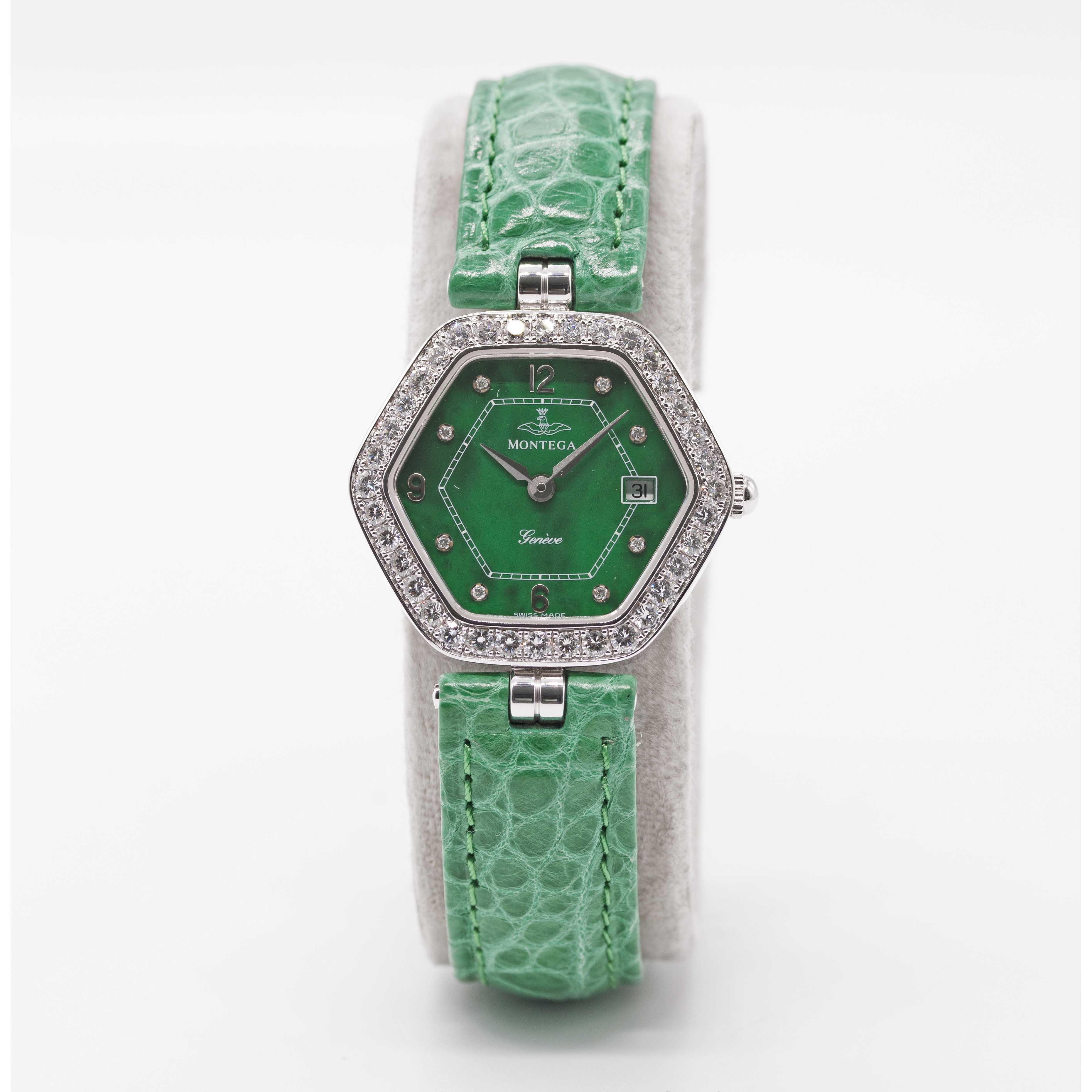 A LADIES 18K SOLID WHITE GOLD & DIAMOND MONTEGA WRIST WATCH CIRCA 1990s, WITH ORIGINAL DIAMOND SET - Image 2 of 8