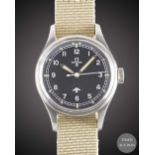 A GENTLEMAN'S STAINLESS STEEL BRITISH MILITARY OMEGA RAF PILOTS WRIST WATCH DATED 1953, REF. 2777-