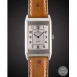 A GENTLEMAN'S STAINLESS STEEL JAEGER LECOULTRE REVERSO CLASSIQUE WRIST WATCH CIRCA 2000, REF. 250.