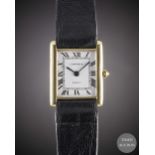 A GENTLEMAN'S SIZE 18K SOLID GOLD CARTIER PARIS TANK WRIST WATCH CIRCA 1980s Movement: 17J, manual