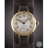 A GENTLEMAN'S 9CT SOLID GOLD ZENITH BIRCH & GAYDON LAND & WATER "OFFICERS" WRIST WATCH CIRCA