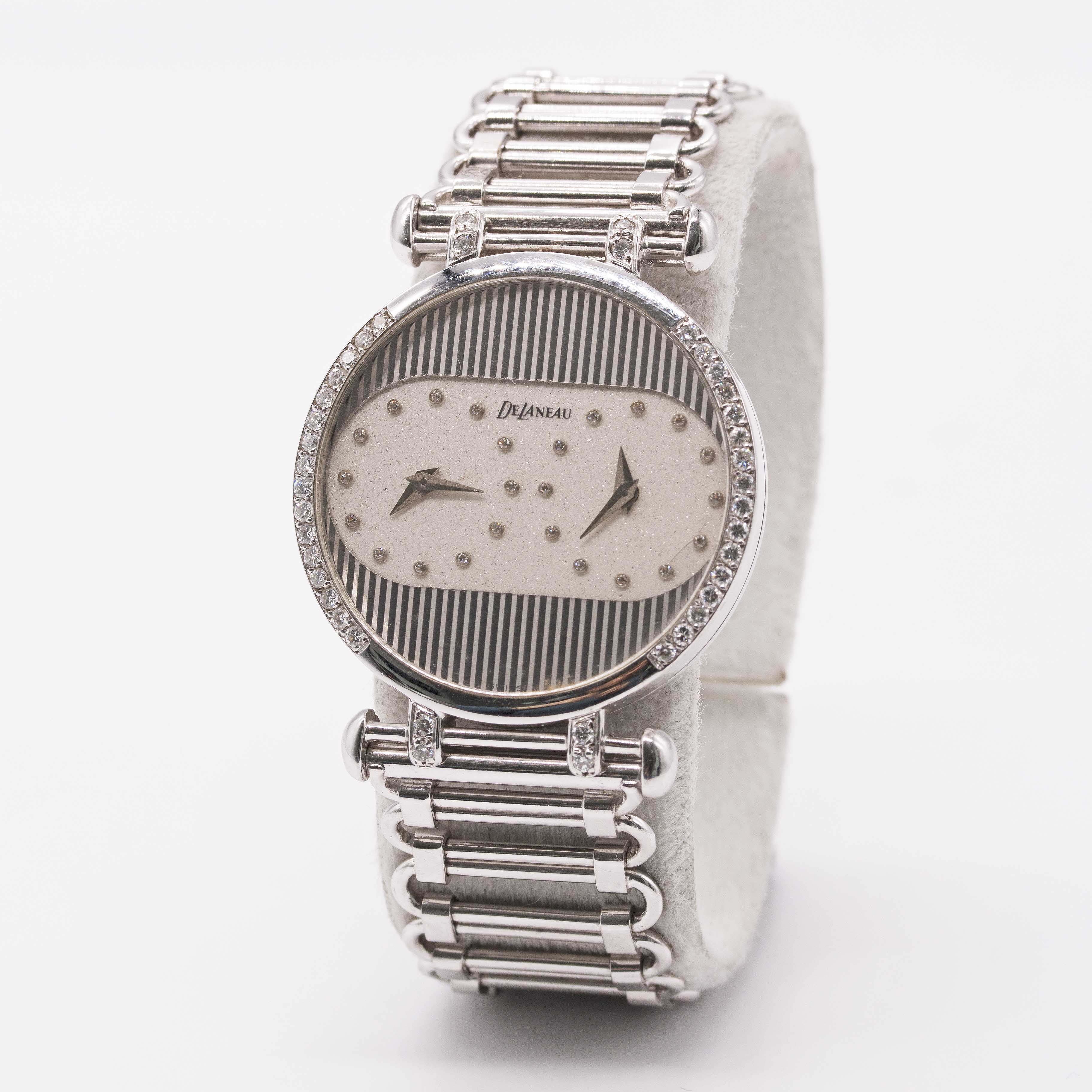 TWO LADIES 18K SOLID WHITE GOLD & DIAMOND WRIST WATCHES BY ETOILE & DELANEAU CIRCA 1990s Movement: - Image 3 of 14