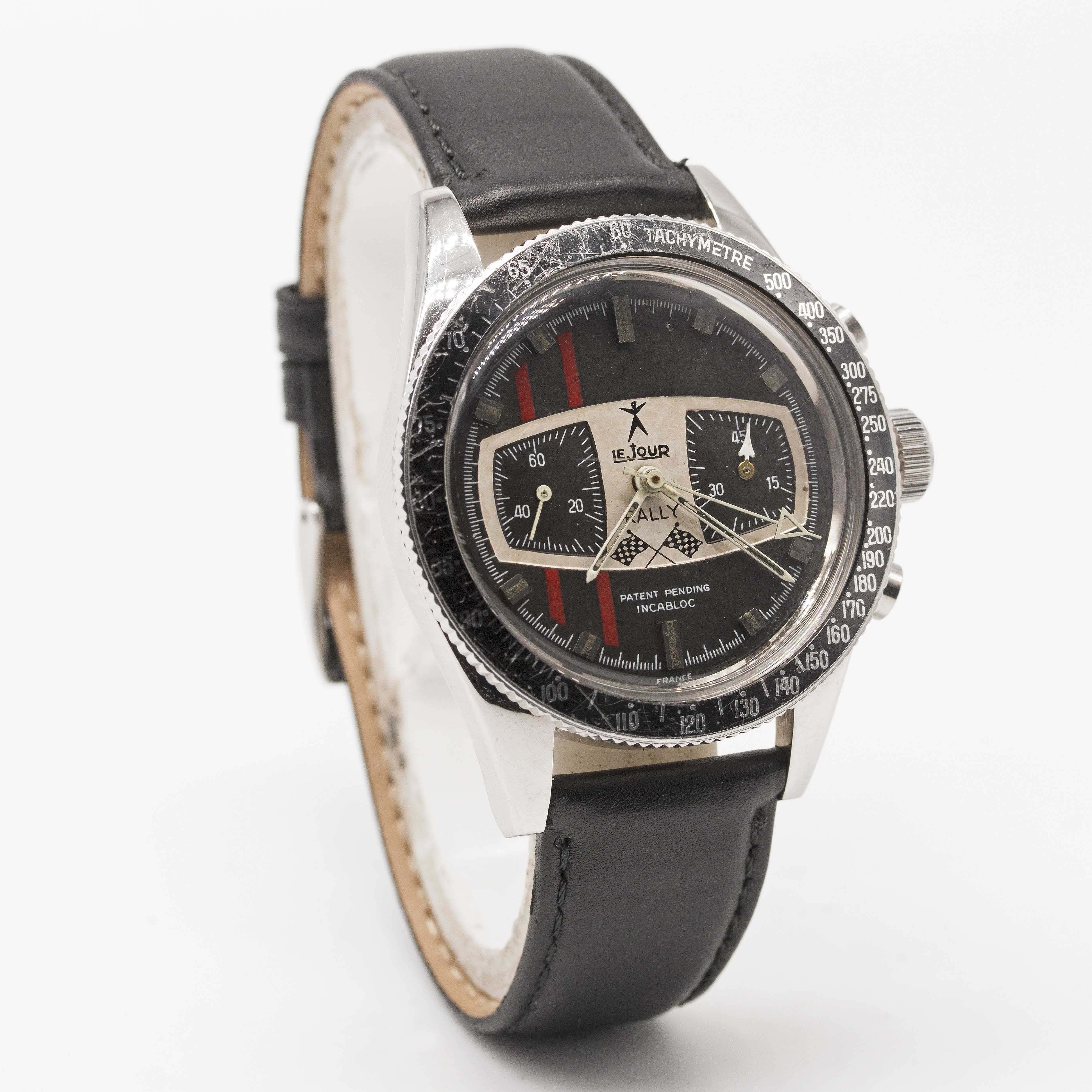 A GENTLEMAN'S STAINLESS STEEL LEJOUR RALLY CHRONOGRAPH WRIST WATCH CIRCA 1969 Movement: 17J, - Image 4 of 6