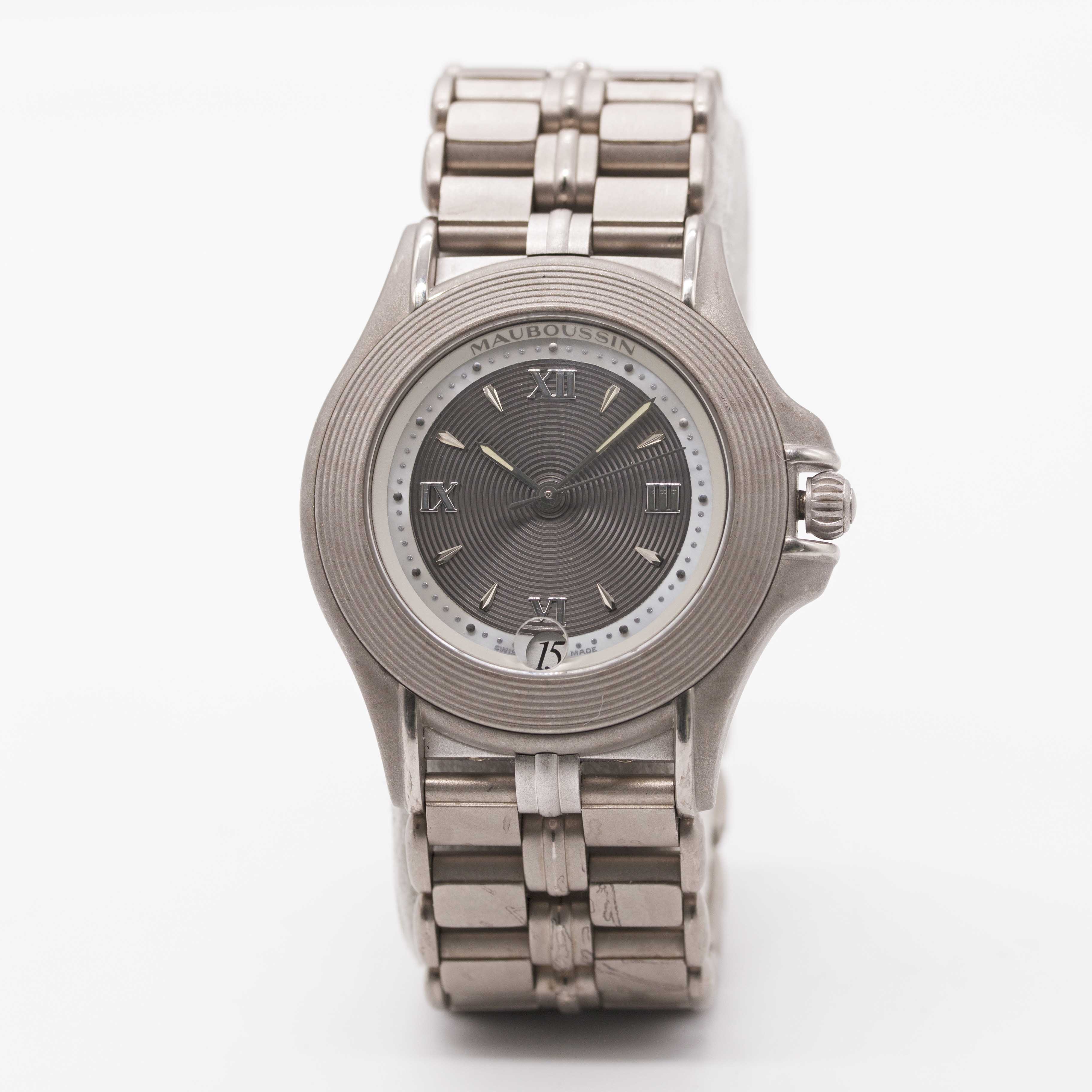 A GENTLEMAN'S SIZE 18K SOLID WHITE GOLD MAUBOUSSIN AUTOMATIC BRACELET WATCH CIRCA 1990s, REF. R02368 - Image 2 of 8