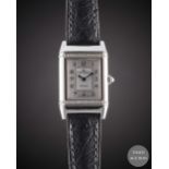 A LADIES STAINLESS STEEL & DIAMOND JAEGER LECOULTRE REVERSO WRIST WATCH CIRCA 2000 WITH JAEGER