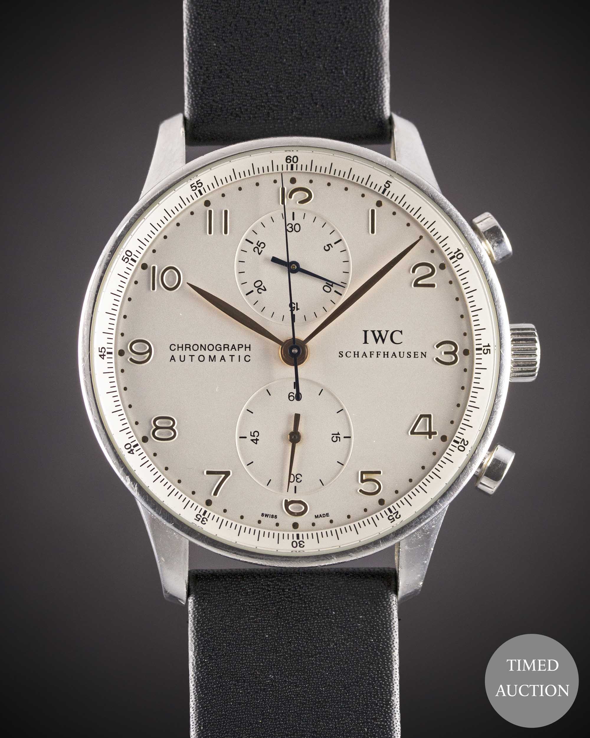 A GENTLEMAN'S STAINLESS STEEL IWC PORTUGUESE AUTOMATIC CHRONOGRAPH WRIST WATCH DATED 2007, REF.